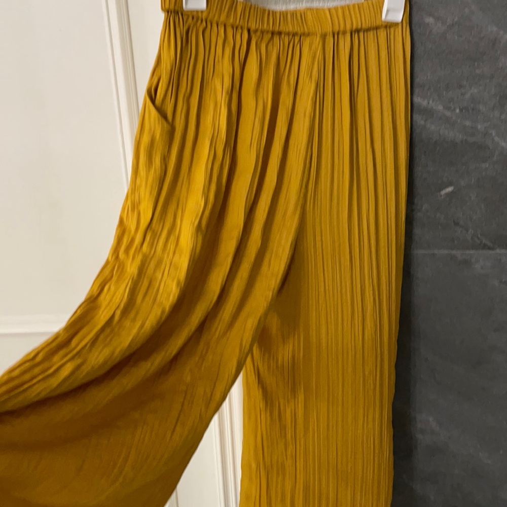 Gold crop silk pants